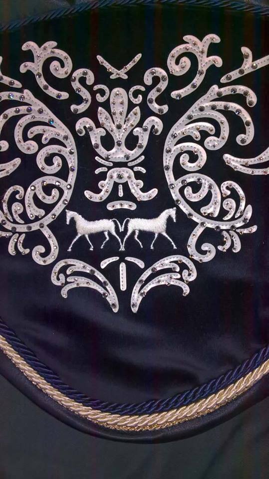 Marta Morgan Navy Saddlecloth with Matching Fly Veil