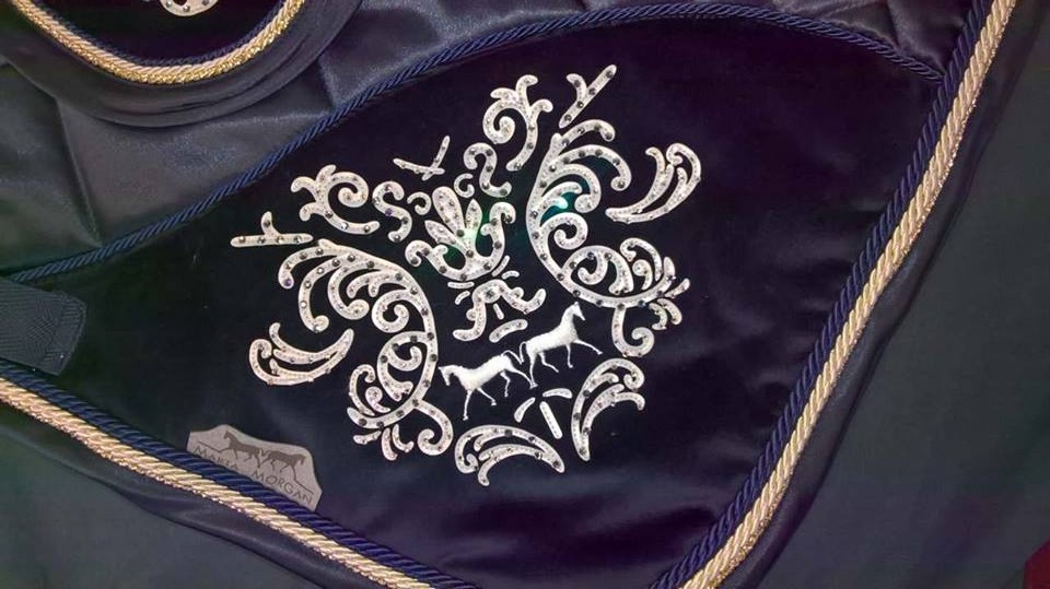 Marta Morgan Navy Saddlecloth with Matching Fly Veil