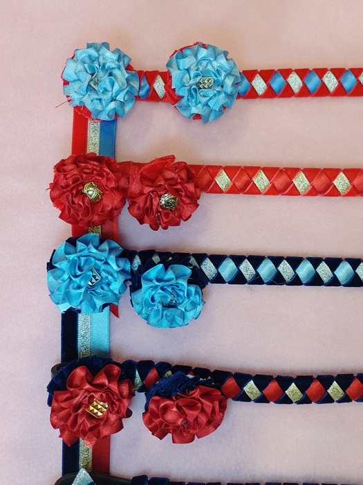 Velvet Browband with Buttonhole Rosette Cob