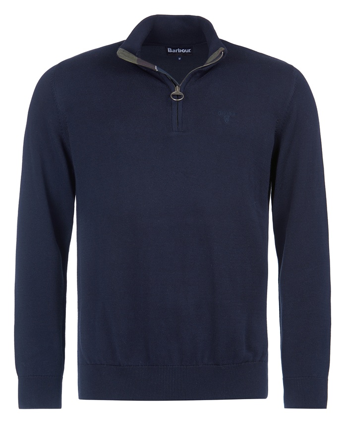 Barbour Cotton Half Zip Knitted Jumper Navy
