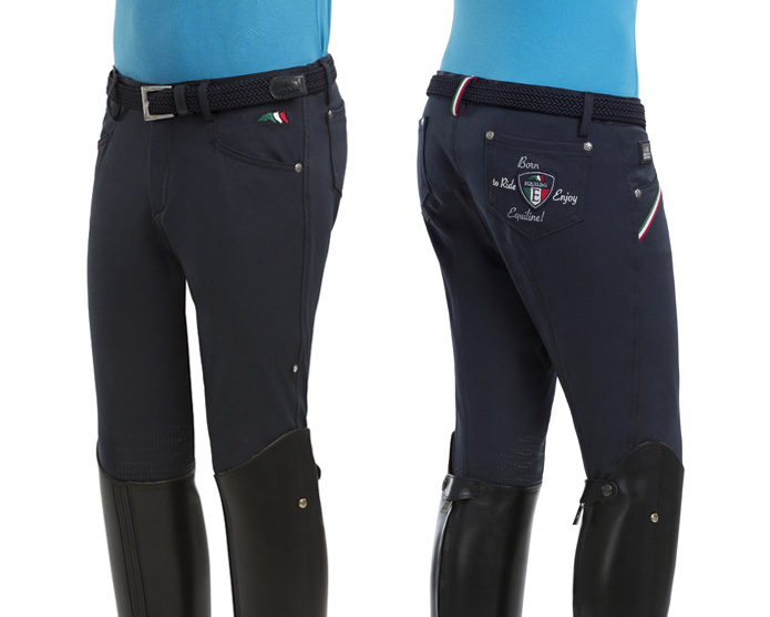 Equiline Boys Bert Breeches with Knee Grip Navy