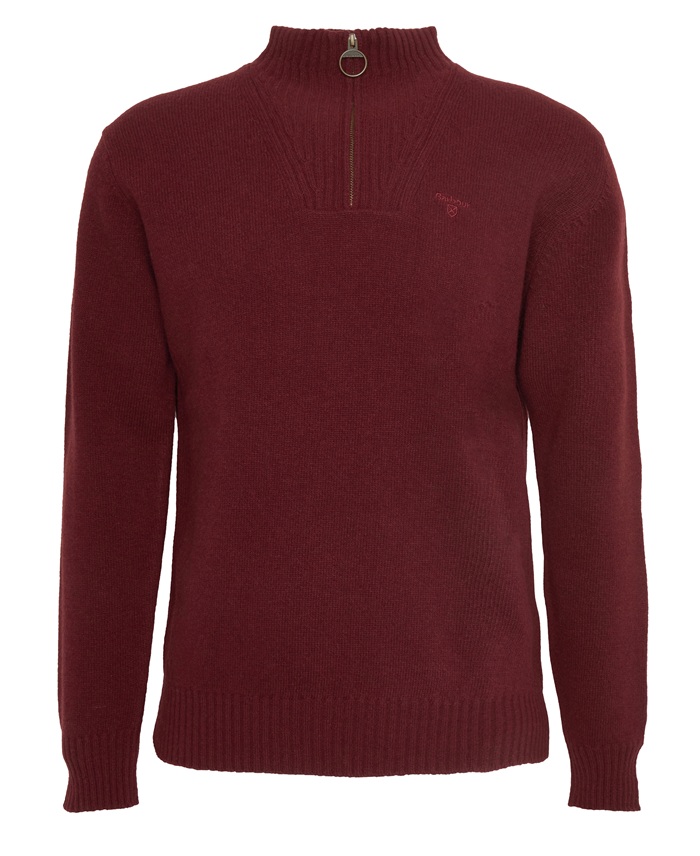 Barbour Essential Lambswool Half Zip Knitted Jumper Ruby