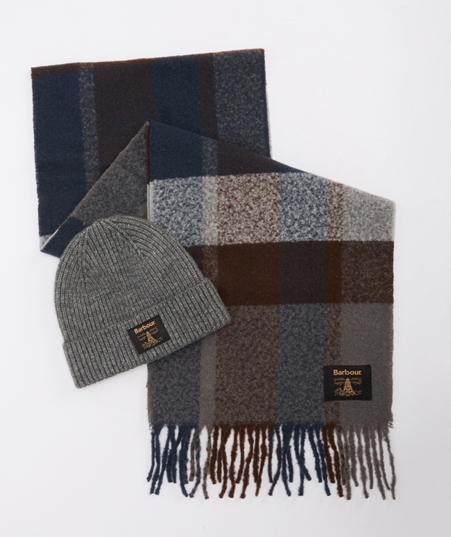 Barbour Westerdale Beanie & Scarf Gift Set Midnight Oak