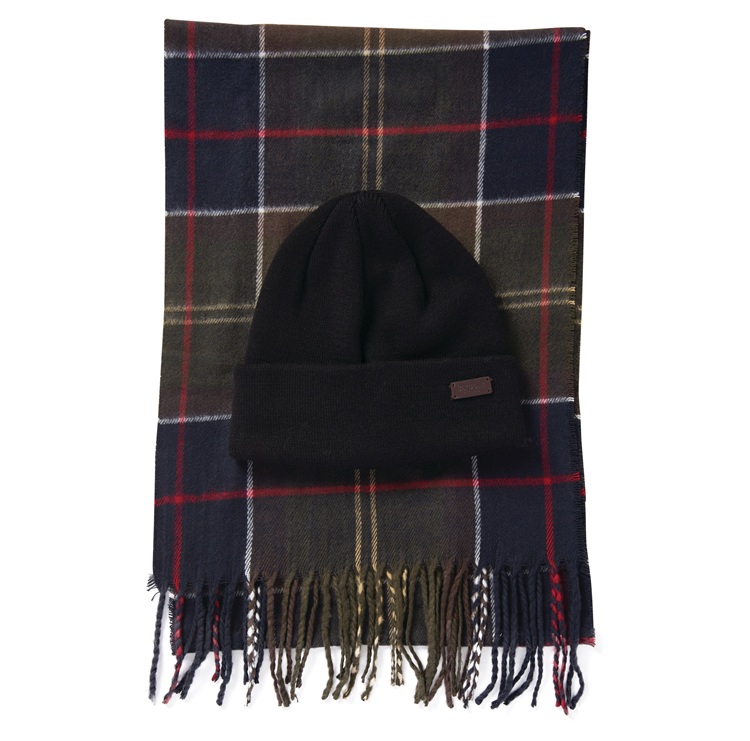 Barbour Swinton Beanie & Galingale Scarf Gift Set