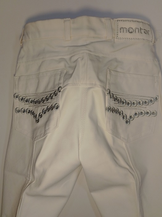 Montar White Breeches Girls Silver Crystal 