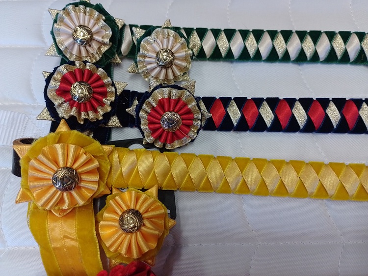 Velvet Browbands with Buttonhole Rosette Pony