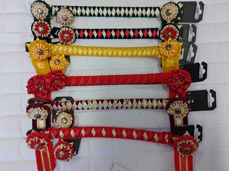 Velvet Browbands with Buttonhole Rosette Pony